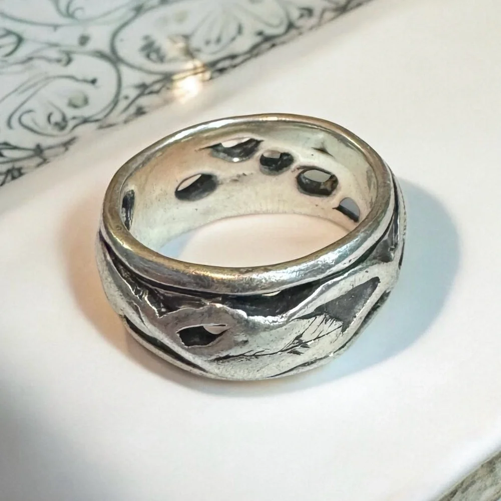Vintage 90s Abstract Sterling Silver Ring Band (7)